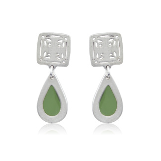 Kentimata ασημένια σκουλαρίκια σταγόνα olive green