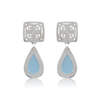 Kentimata ασημένια σκουλαρίκια σταγόνα light blue
