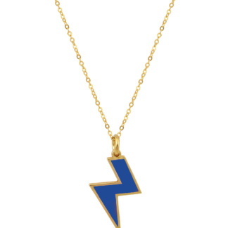 Thunder επίχρυσο ασημένιο κολιέ _ μπλε σμάλτο