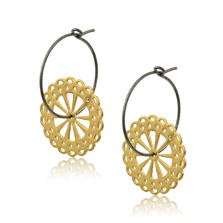 Lace disc επίχρυσα ασημένια σκουλαρίκια
