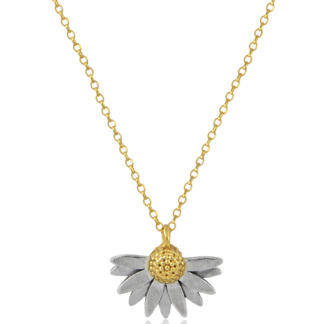 Daisy ασημένιο κολιέ με επίχρυση αλυσίδα