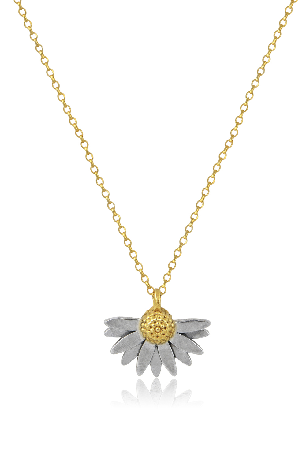 Daisy ασημένιο κολιέ με επίχρυση αλυσίδα